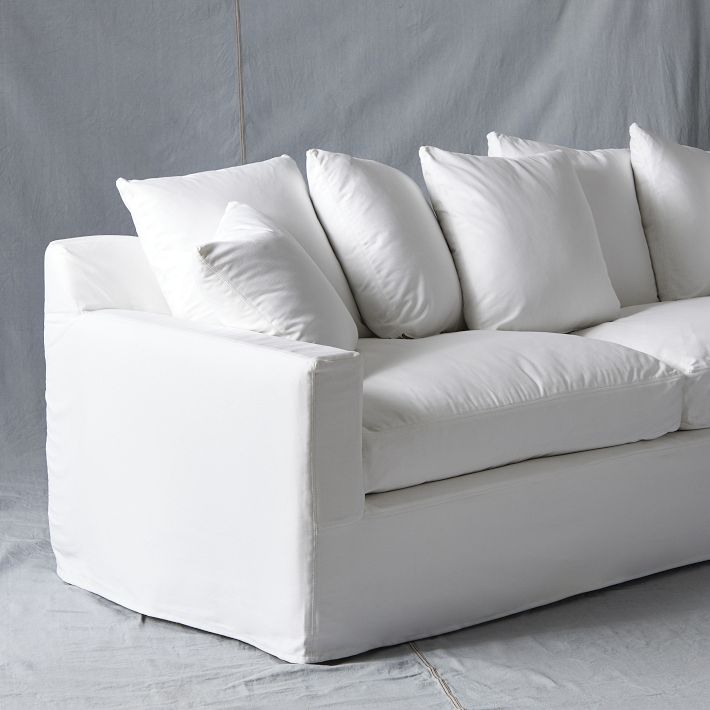 Hadley Slipered Denim White Sofa