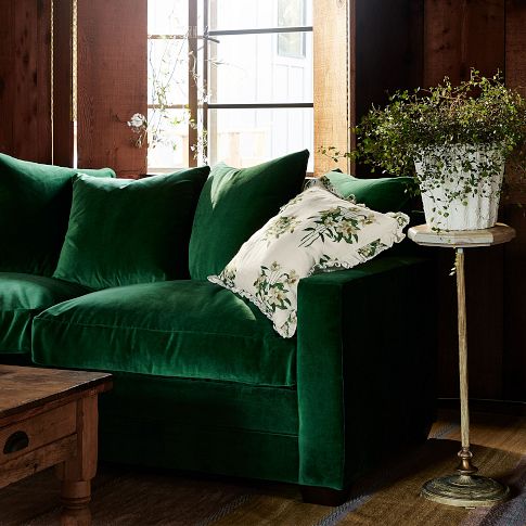 Green velvet sectional on sale with chaise