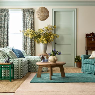 Green Checkered Living Room