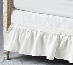 Linen Ruffle Crochet Bedskirt Greenrow