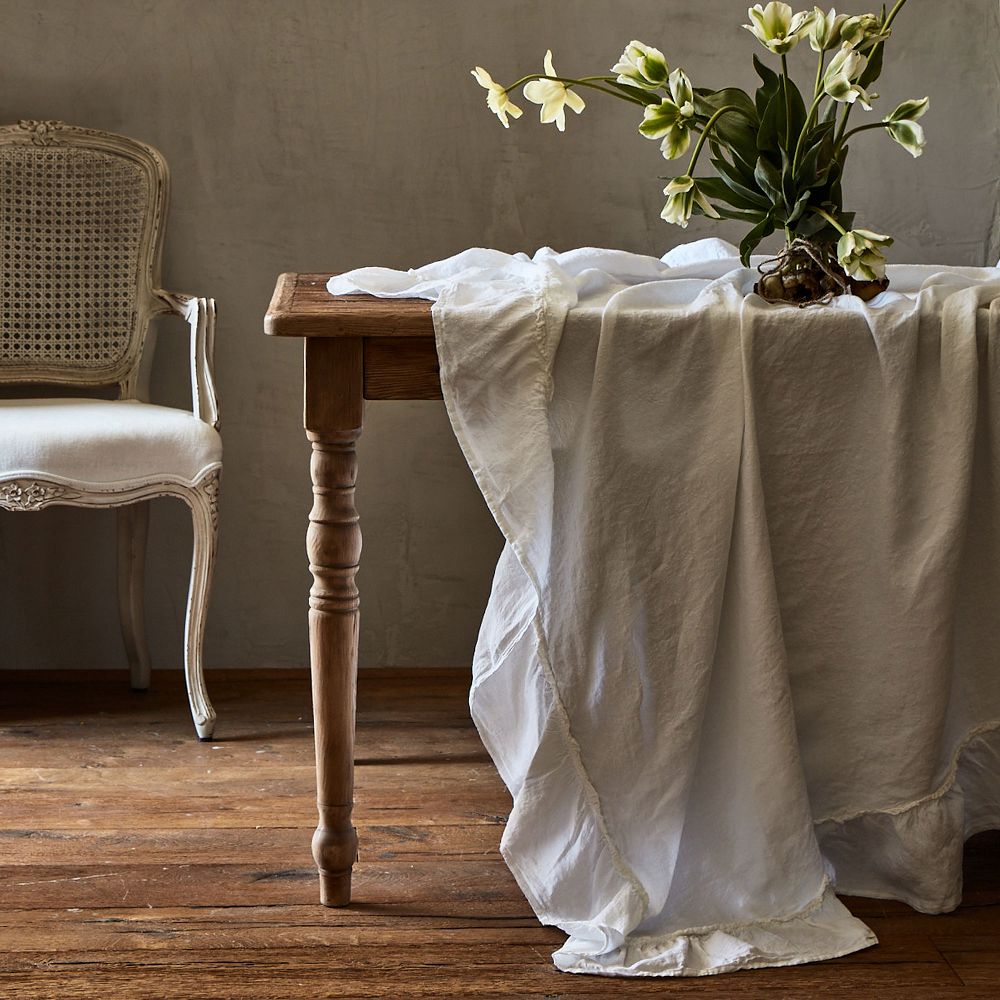 Linen Ruffle Tablecloth