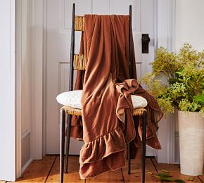 Velvet Ruffle Throw Blanket | Greenrow