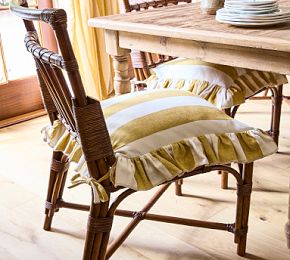 アウトドア寝具 Pasand Cotton Stripe Seat Cushion Blue White stripe outdoor Tufted Seat Cushions (2) With Ties