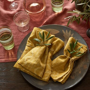 Printed Linen Yellow Table