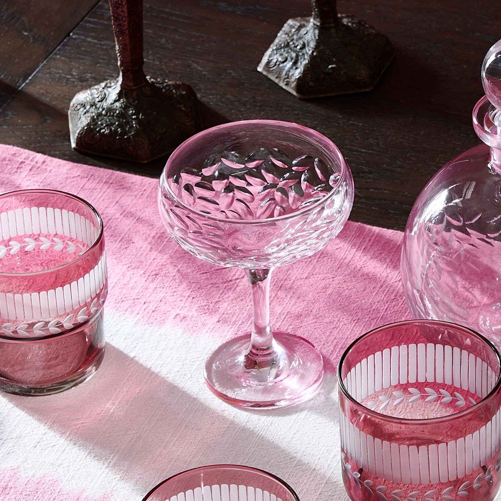 Hand-Cut Coupe Glass, Set of 4