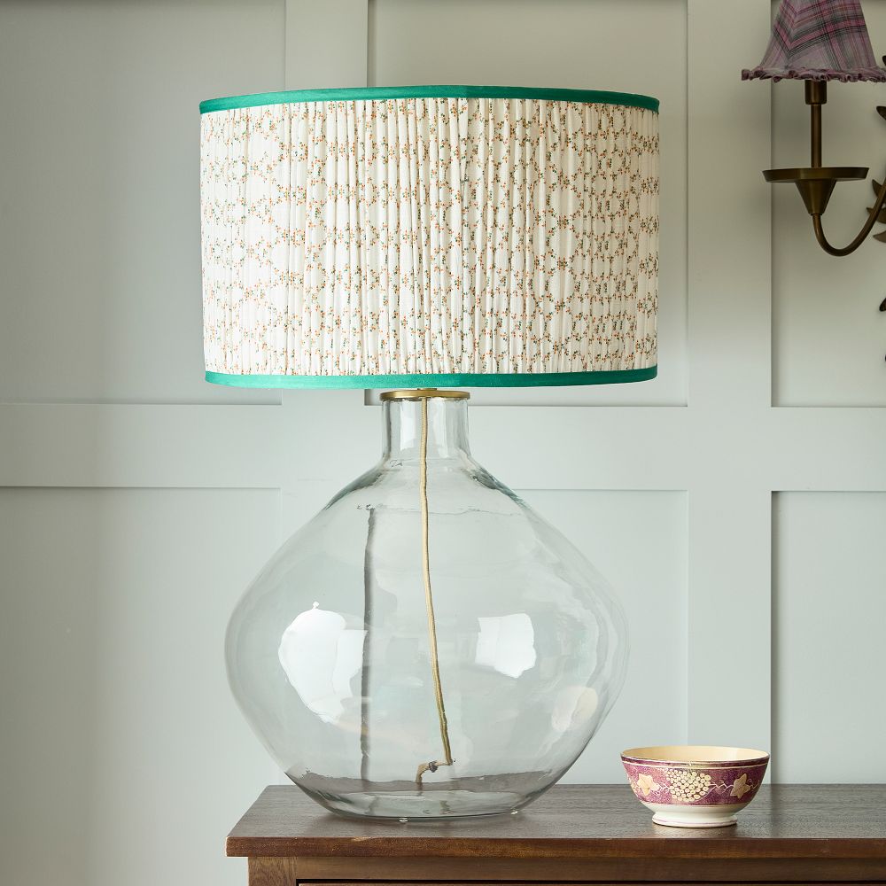 Printed Lattice Floral Drum Lamp Shade