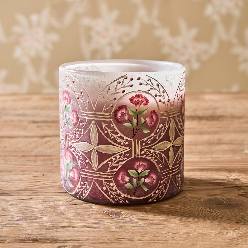 Hand-Painted Pink Rose Candle