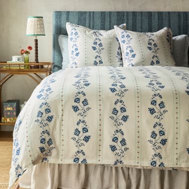 Gracie Blue-Hued Floral Bedroom