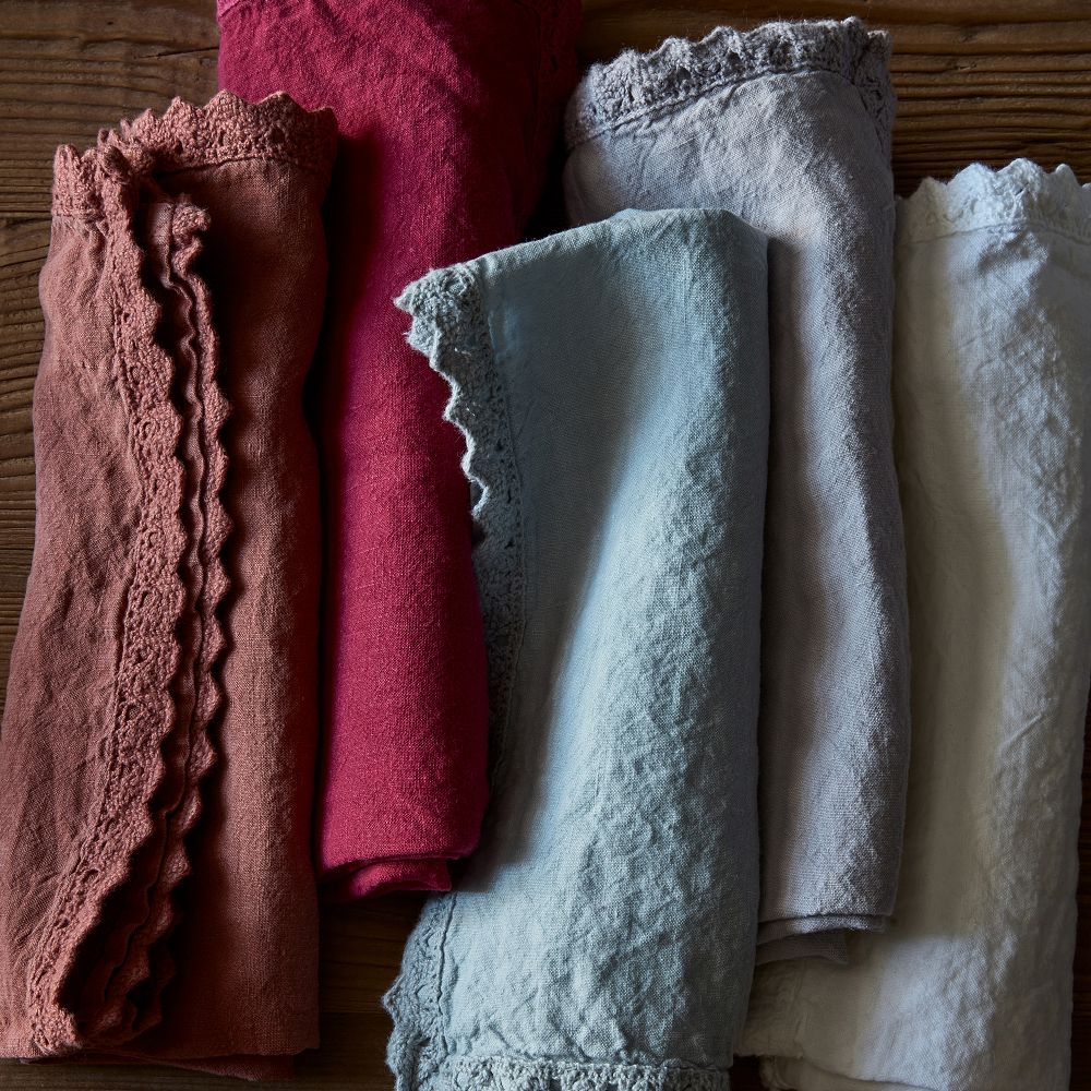 Linen Crochet Napkins, Set of 4