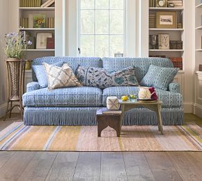 Winnie English Arm Upholstered Sofa with Fringe Trim | Greenrow