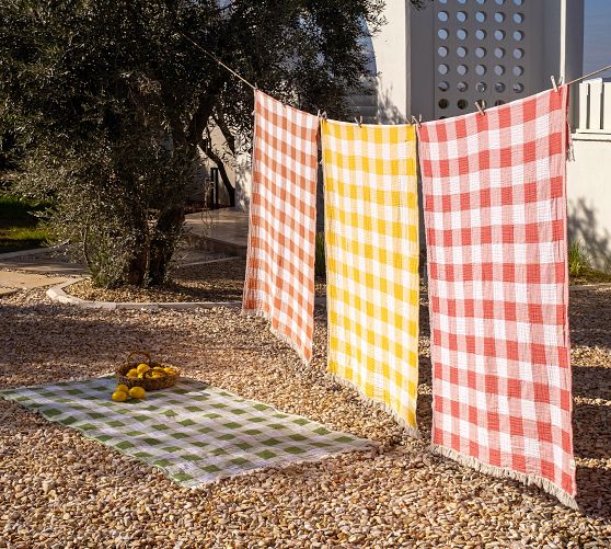 Plaid Light-Weight Turkish Towel (Apricot)