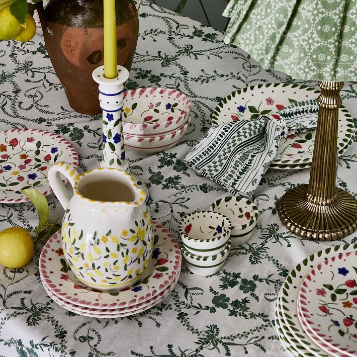 Hand-Painted Floral Ceramic Dinner Plates, Set of 4 | Greenrow