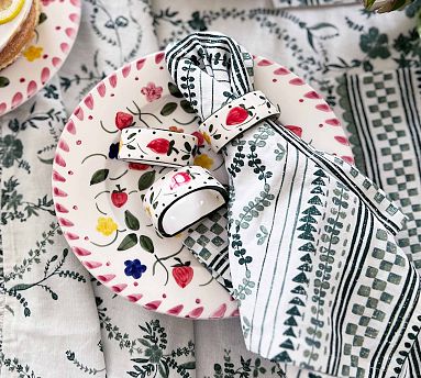 Hand-Painted Floral Salad Plate, Set of 4