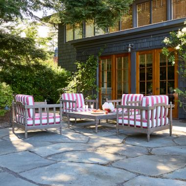 Red &amp; White Striped Outdoor Area