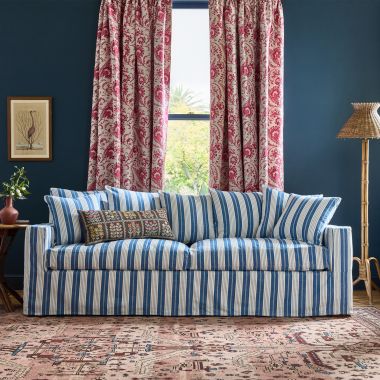 Blue Striped Living Room