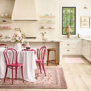 Classic Pink &amp; White Kitchen