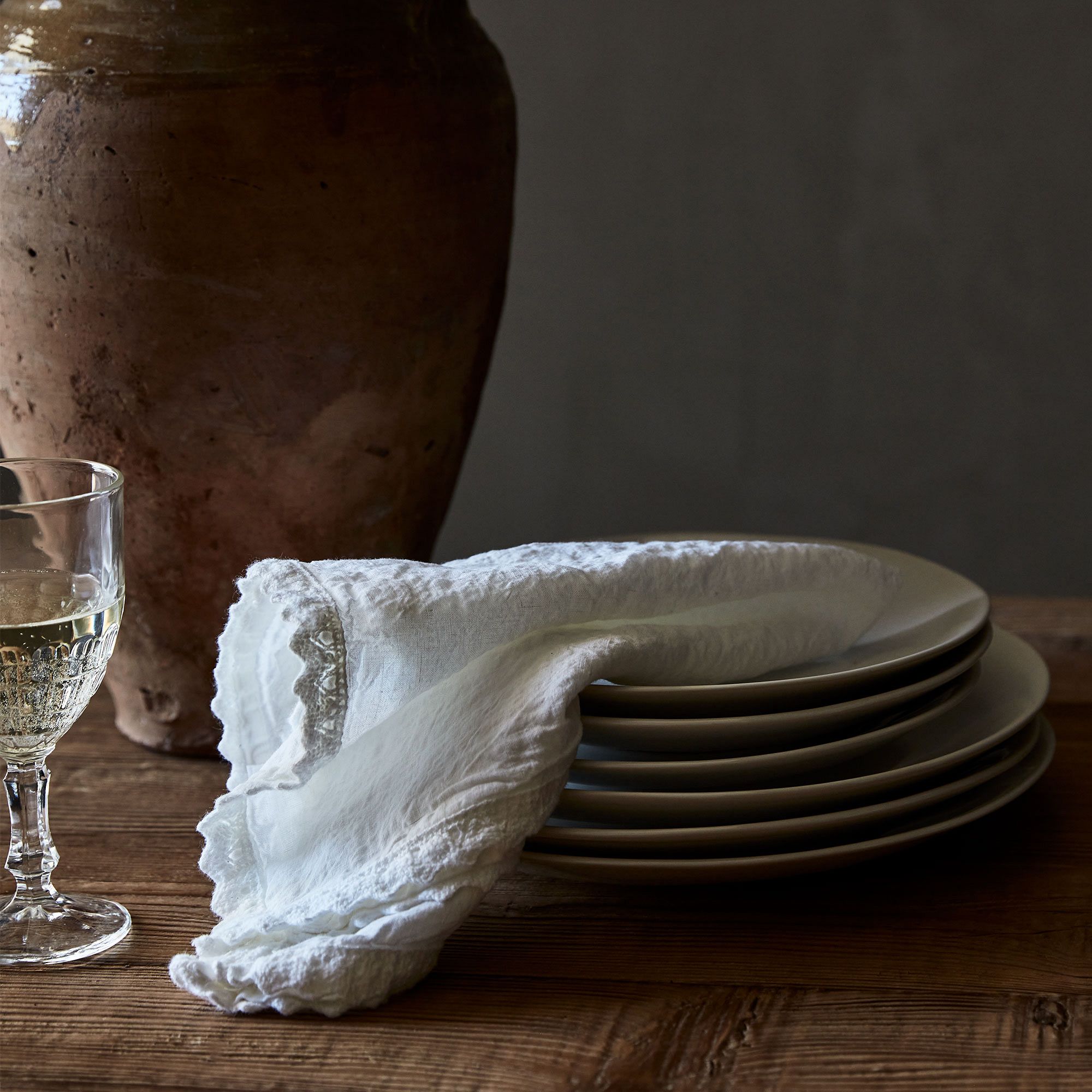Linen Crochet Napkins, Set of 4