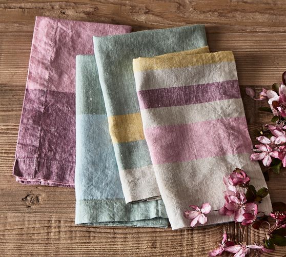 Colorful Stripe Cotton Linen Napkins, Set of 4