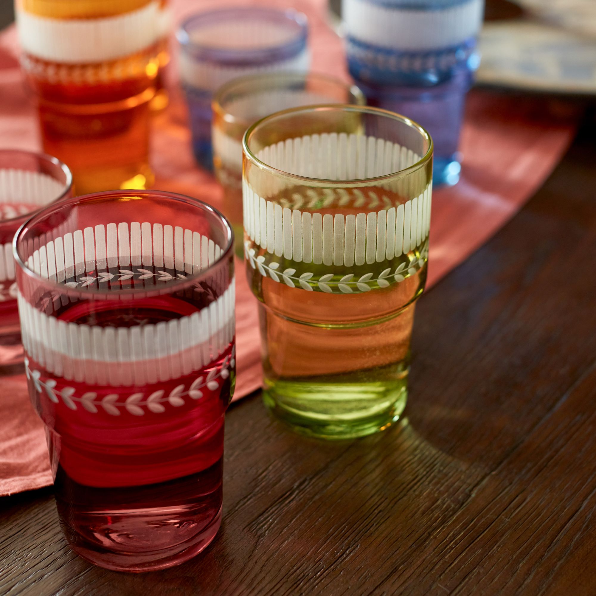 Recycled Colored Glass Drinking Glasses - different colors preferred