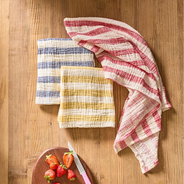 Cotton Muslin Stripe Tea Towels