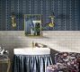 Blue Floral Scallop Wallpaper