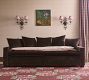 Hadley Upholstered Chocolate Velvet &amp; Pink Piped Sofa