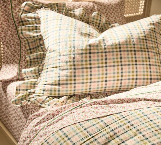Seersucker Plaid Standard-Sized Shams
