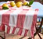 Red &amp; White Stripe Ruffle Table Runner