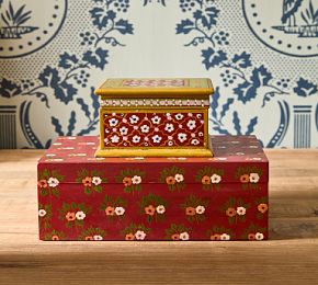 Ida Hand-Painted Floral Box - Yellow Multi, Small