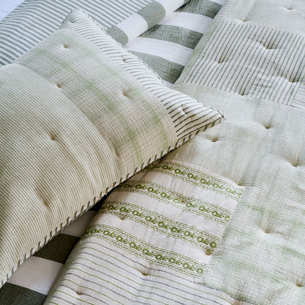 Patchwork Navi Kala Cotton Embroidered Patchwork Quilt & Shams | Greenrow