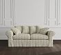 Charley Roll Arm Sofa Replacement Slipcover, 80in Petite Sofa, Printed Perf Blnd, NYBG Poms Stripe