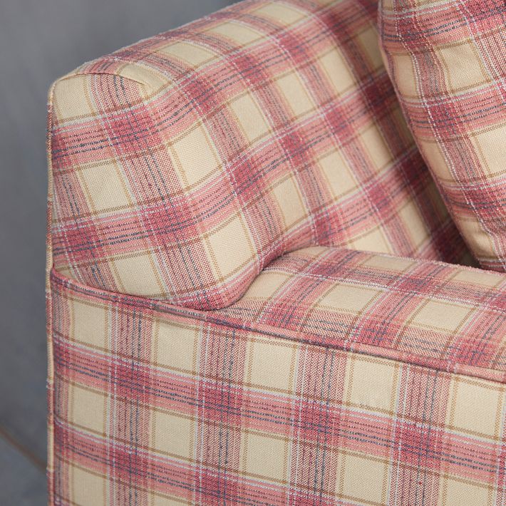 Hadley Upholstered Pink Plaid Sofa
