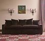 Hadley Upholstered Chocolate Velvet &amp; Pink Piped Sofa