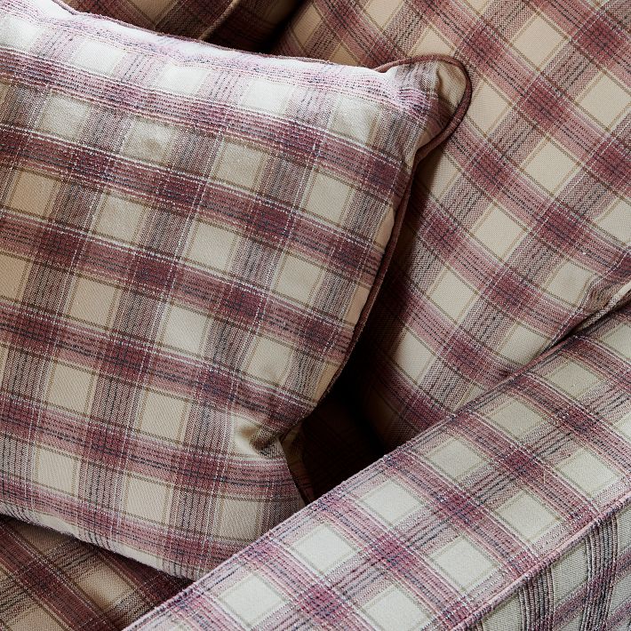 Hadley Upholstered Pink Plaid Sofa