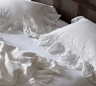Linen Ruffle Crochet Shams, Set of 2