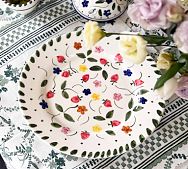 Hand-Painted Floral Ceramic Dinner Plates, Set of 4