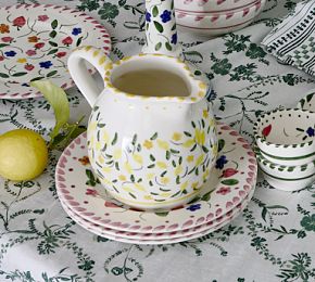 Hand-Painted Floral Ceramic Pitcher