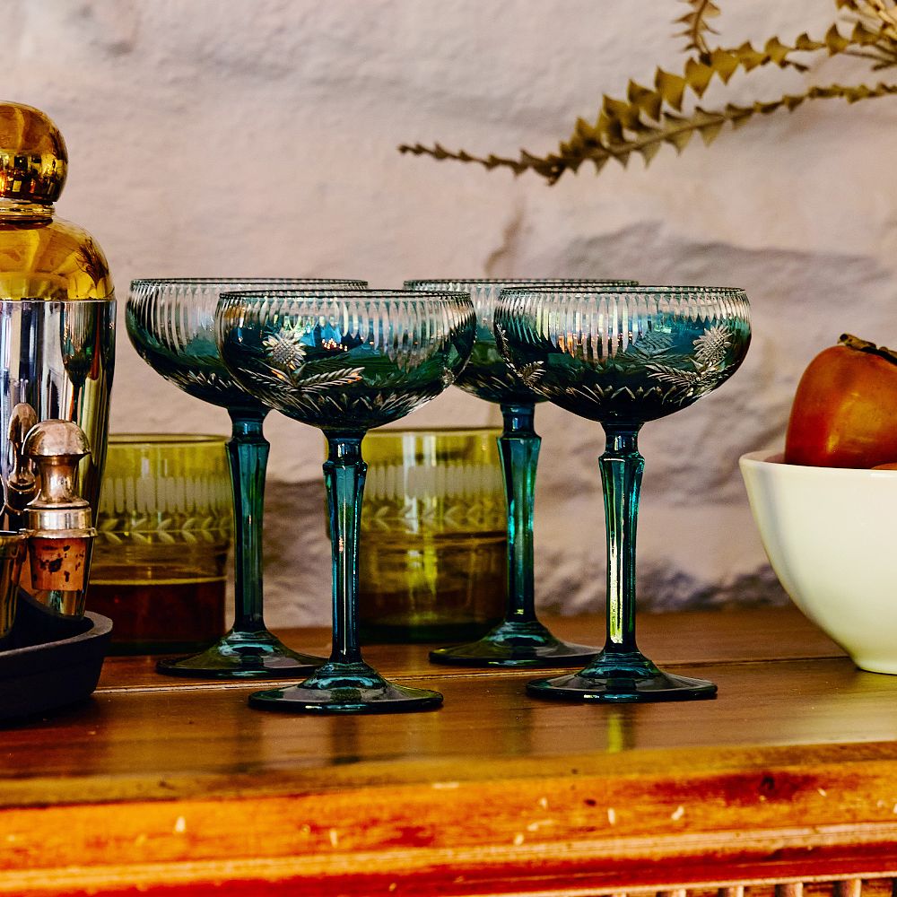Blossom Antique Cut Coupe Glasses