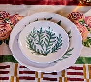 Ivy Hand-Painted Dinnerware, Set of 4