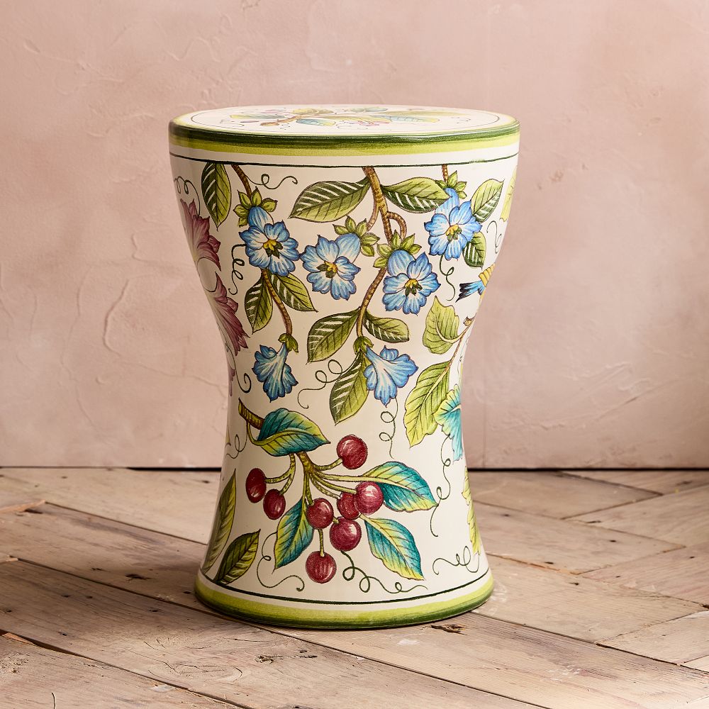 Hand-Painted Botanical Accent Table