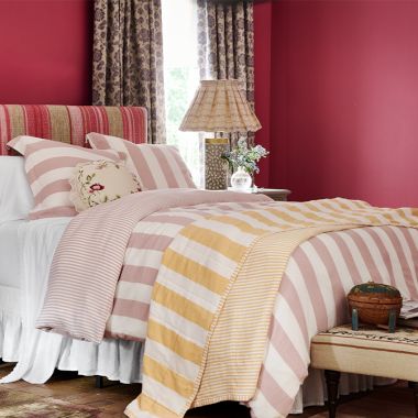 Layered Striped Bedroom