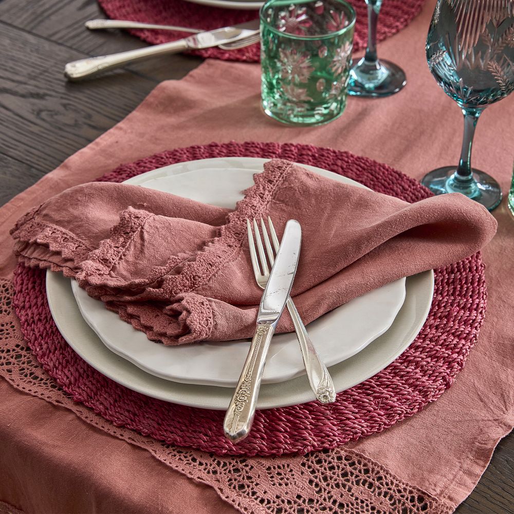 Abaca Woven Colored Chargers, Set of 4