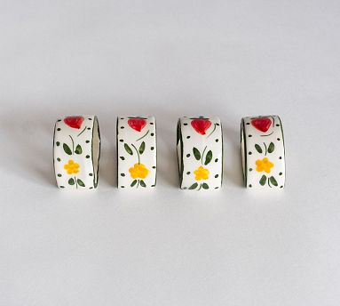 Hand-Painted Floral Napkin Rings