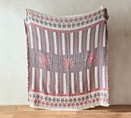 Floral & Striped Woven Throw