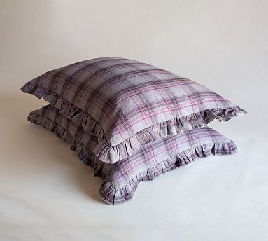 Purple Plaid Cotton Linen Sham