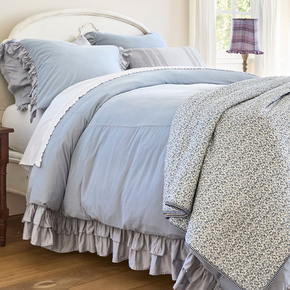 Lillian Velvet Ruffle Duvet Cover and Shams