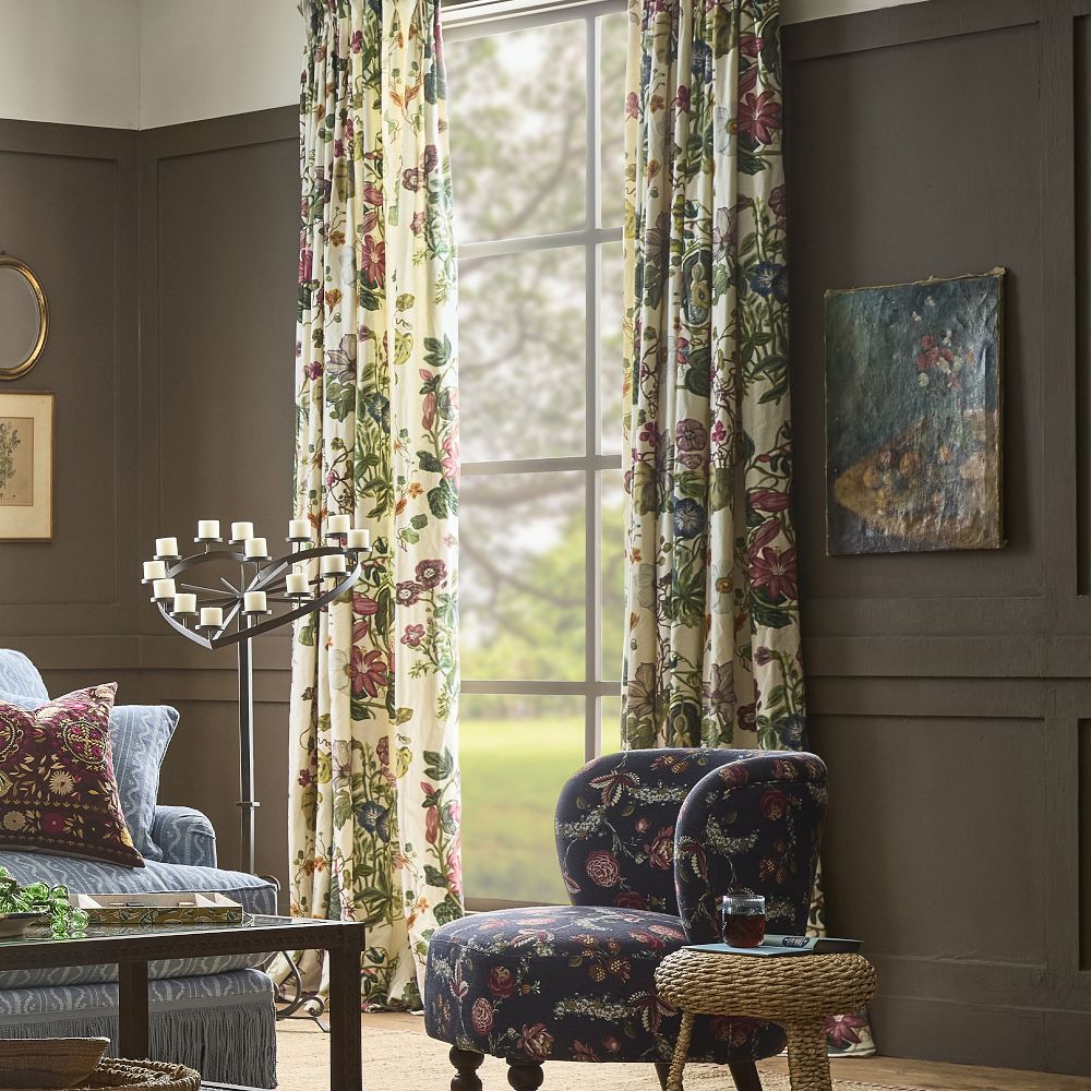 Printed Pleated Garden Variety Drape