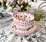 Hand-Painted Floral Ceramic Salad Plates, Set of 4