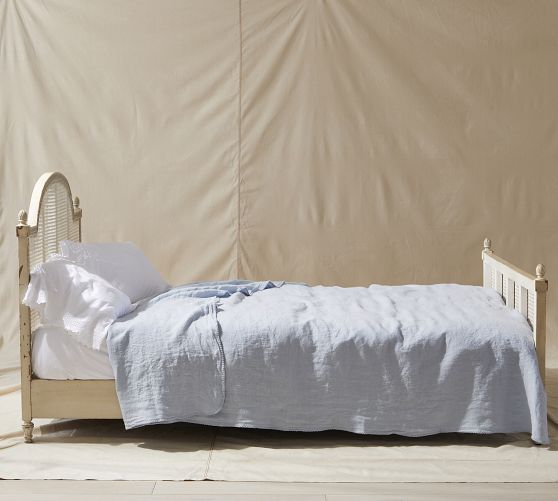 Heavy Linen Coverlet with Whipstitch | Color: Pearl Blue