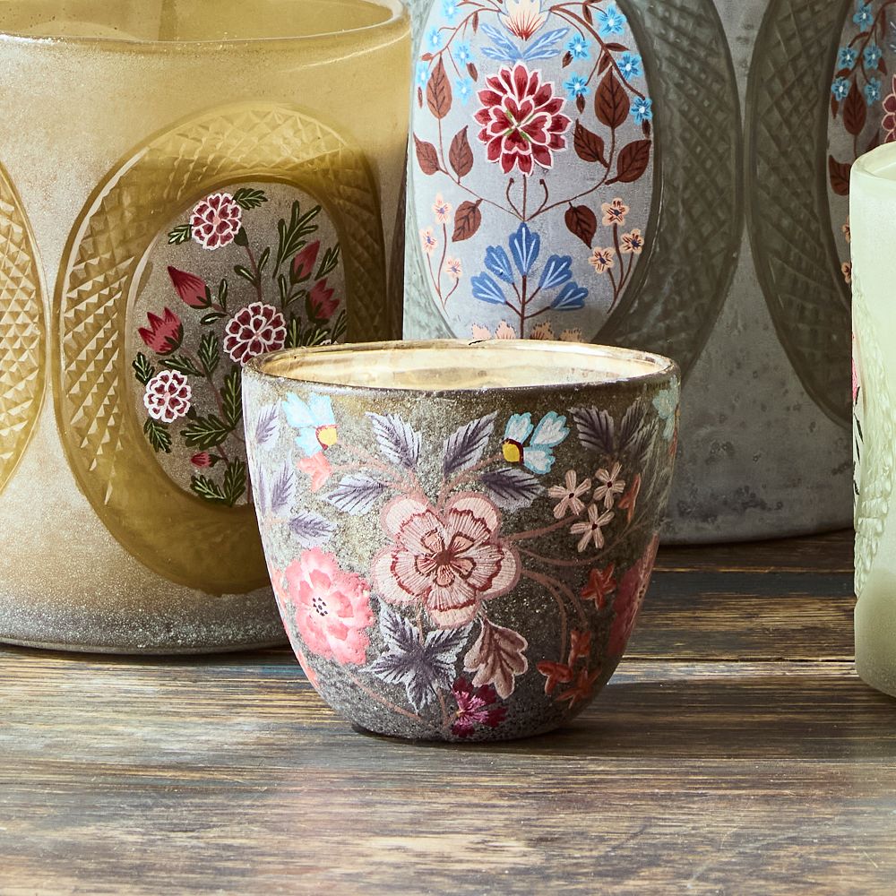 Etched Glass Carnations Candle